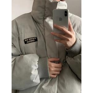 网图现货扎染棉服美式短款面包服男冬季高街廓形棉衣外套P108