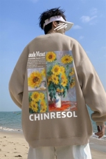 ！直播品质重磅宽松大码港风向日葵印花圆领卫衣WY111-特p28，男装卫衣，星座508（原C305）