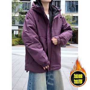 现货5W件冬季三防美式boxy解构连帽雪山冲锋衣棉衣男女棉服厚外套图片