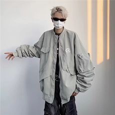 美式复古刺绣棒球服外套男痞帅潮宽松百搭休闲情侣飞行拉链夹克，男装夹克，星座506A