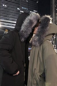 2019冬季新港风情侣棉衣大毛领中长加厚宽松款棉衣外套M730-P130图片