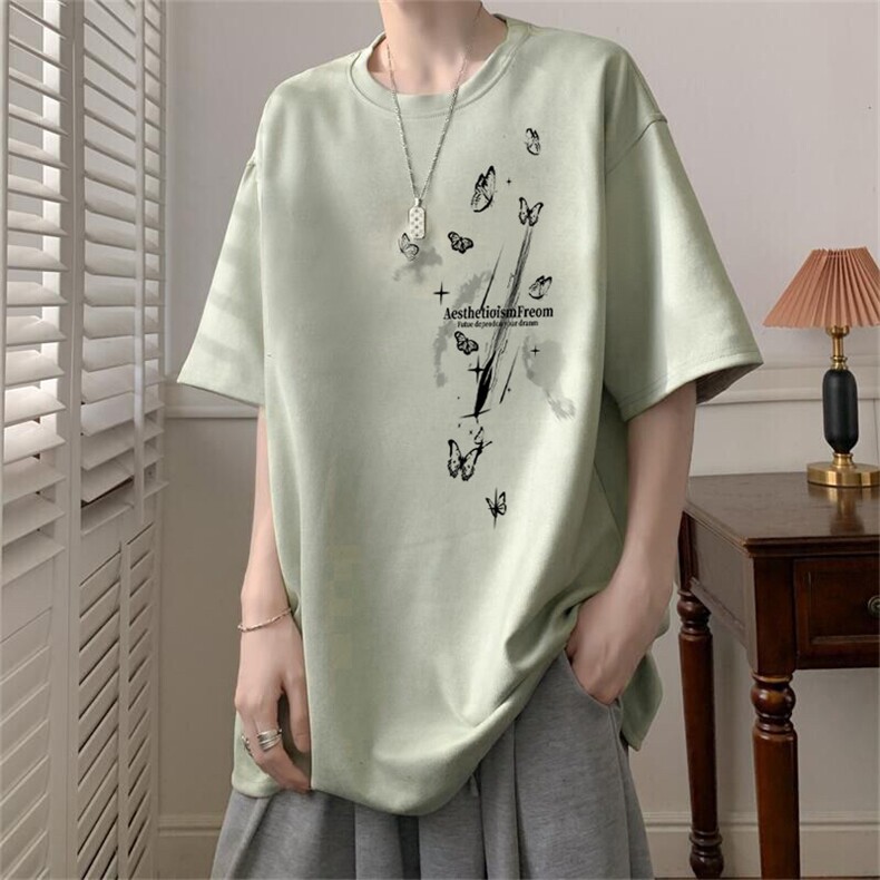 可设48小时发货支持抖音得物来样二开240克重磅美式麂皮绒短袖t恤，男装T恤，电商A486