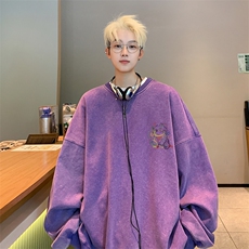 美式潮牌重磅水洗做旧圆领卫衣力推大码男XZ517A-2-Y7740-P58，男装卫衣，星座517A-2