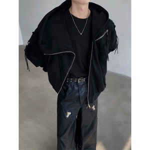 24秋冬男士设计感毛边重工解构拼接连帽拉链开衫卫衣WY26-p115图片