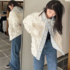 早麦稻潮牌小香风拼接棉服小众冬季加厚面包服外套潮TT367P108，男装棉衣，星座1013-5