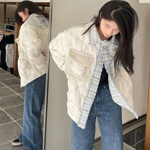 早麦稻潮牌小香风拼接棉服小众冬季加厚面包服外套潮TT367 P108图片