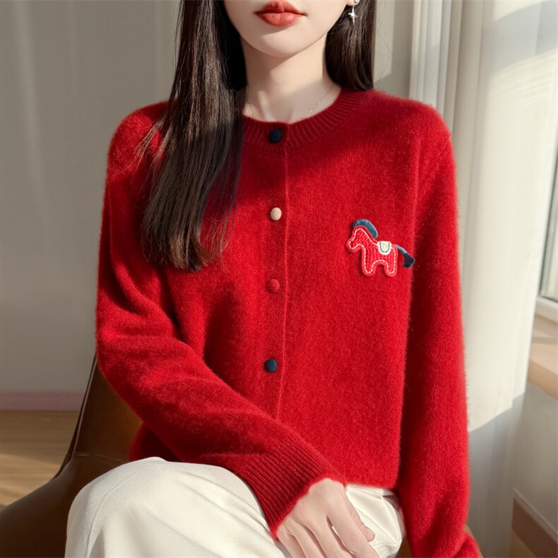 女装2026秋冬新款慵懒风毛衣针织开衫,针织衫/毛衣,大美人包芯纱店
