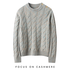 秋冬新款纯色针织圆领套头上衣时尚百搭，女装羊绒衫，缇曼羊绒