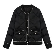 2025年冬季新款羽绒服经典圆领气质优雅鸭绒外套，女装羽绒服，1C080