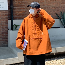 新款日系男工装外套春秋潮牌休闲连帽冲锋衣ins宽松夹克W035-P43，男装卫衣，星座308B-1