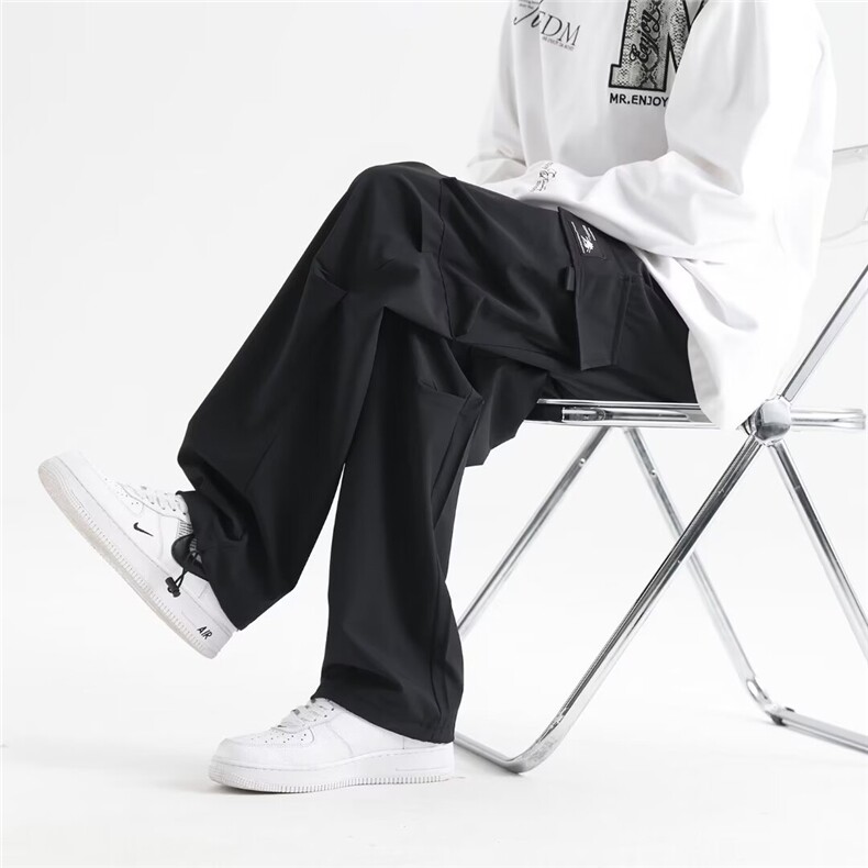 裤脚抽绳多口袋工装休闲裤男春秋夏季直筒宽松K297,男装休闲裤,星座1116A-1（原606A）
