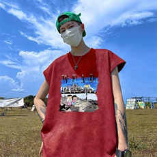 量大优供视频得物直播品230克夏季麂皮绒背心无袖T恤BJ375，男装T恤，电商A486