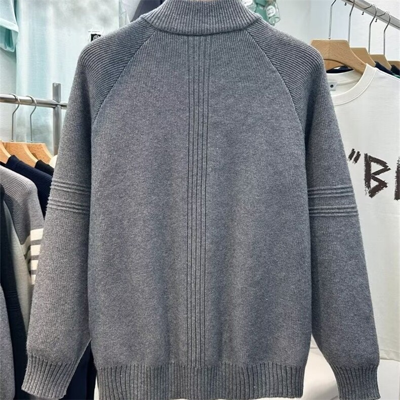 M509-P69美式半高领拉链针织衫男硬汉修身长袖线衣鹿毛绒,男装针织衫/毛衣,电商B323A