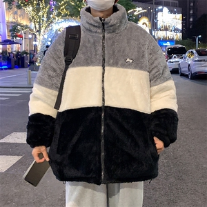 冬季新款港风纯色双面拼接加绒保暖宽松情侣棉衣外套MY9010-P80图片