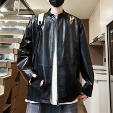 秋季立领皮夹克情侣男士皮衣机车外套休闲潮A266-PY005-P85控138，男装夹克，电商A266