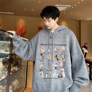 高品秋冬季连帽毛衣男复古慵懒风针织衫毛衣外套MYL3317-P65控88图片