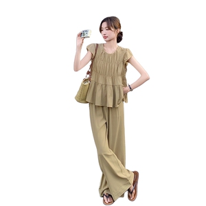 现货：夏装新款小香减龄小飞袖上衣＋阔腿裤2C135-5085P135K198图片