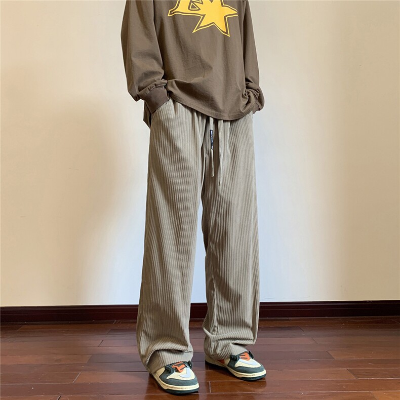 秋冬拖地裤灯芯绒宽松阔腿裤直筒男长裤港风休闲裤K320-P38,男装休闲裤,电商A099