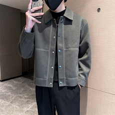 社会小伙高端呢子拼色宽松韩版外套大衣夹克男A236-JK8020-P130，男装夹克，电商A236