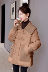时尚编织海军娃娃领女冬季2024新款宽松休闲90白鸭绒羽绒服外套，女装羽绒服，卡杰菲