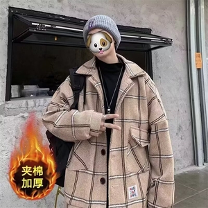 1506-1/M24061/P68新款翻领韩系翻领宽松外套中长款毛呢男秋冬图片
