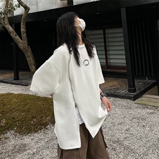 新款日系女文艺简约五分袖T恤夏季圆领直筒型潮流气质E025P45，男装T恤，星座1116-2