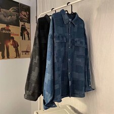 牛仔衬衫男春季ins潮韩版港风百搭上衣青少年男士外套工装C60-p55，男装衬衫，星座1008-2