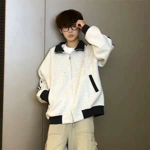 抖音得物高品质 美式高街重磅结构设计拼接织带立领卫衣外套 CM42图片