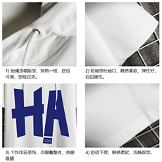 LD54258-P45NASA连帽短袖t恤男大码胖子带帽五分袖中袖网格，男装T恤，电商A040A