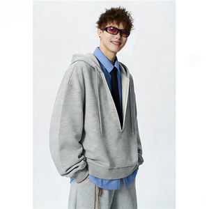 送领带 420克重磅 假两件V领卫衣男女学院风长袖条纹G1181 特P68，男装卫衣，电商A339