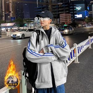 卫衣男港风宽松休闲长袖开衫潮流学生加绒大码连帽外套WY668P58图片