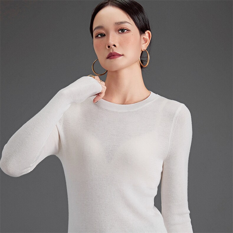 秋冬新款纯色针织套头上衣时尚百搭，女装羊毛衫，挚尚羊绒