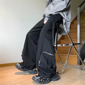 美式机能风工装裤口袋设计感宽松直筒阔腿裤ins休闲裤CK640 P50图片