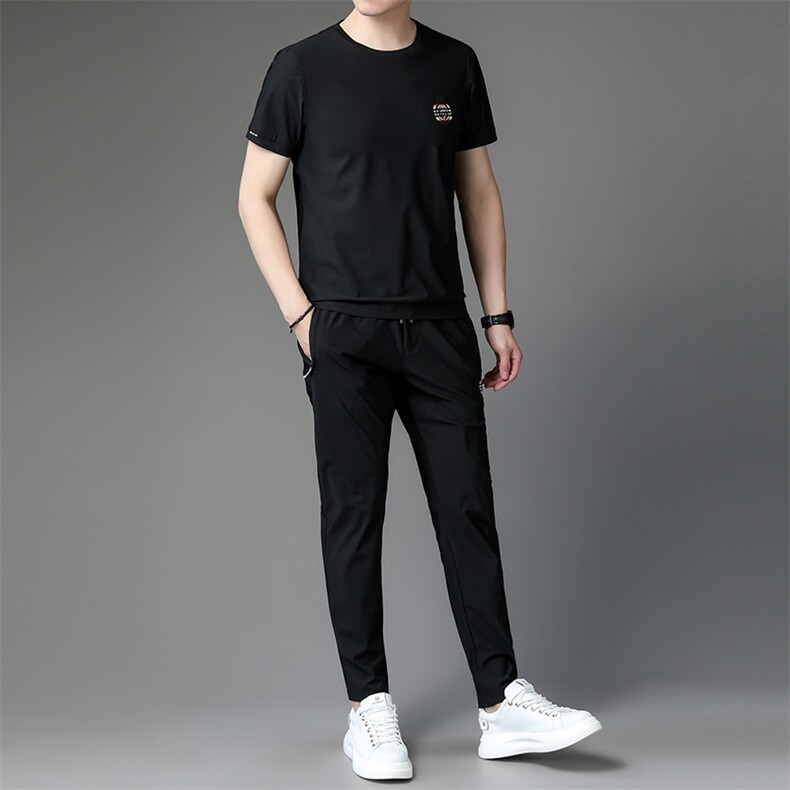 休闲运动服套装夏季2023年新款男装高端帅气潮流两件套衣服男图片