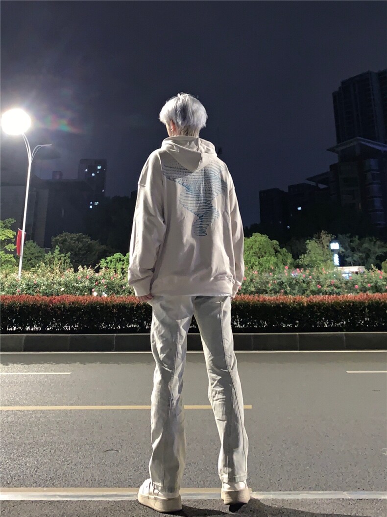 美式高街vibe拼接黄泥牛仔裤修身直筒裤XZ310A-4-NZ27控78,男装牛仔裤,星座310A-4