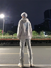 美式高街vibe拼接黄泥牛仔裤修身直筒裤XZ310A-4-NZ27控78，男装牛仔裤，星座310A-4