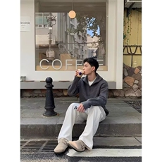 半开领拉链羊毛衫男套头翻领宽松慵懒风毛衣针织打底衫显瘦AM128，男装T恤，星座516A