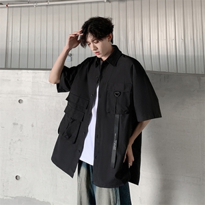2024新款机能工装短袖衬衫男宽松休闲翻领半袖衬衣 现货W8213-P38图片