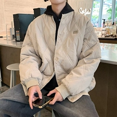 冬季棉袄菱格棉服男学院风百搭休闲棒球领夹克外套，男装夹克，星座410-7