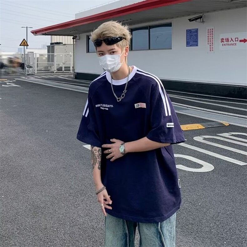 短袖t恤男欧美潮牌半袖精梭棉宽松嘻哈高街百搭上衣字母印花潮酷,男装T恤,星座1013