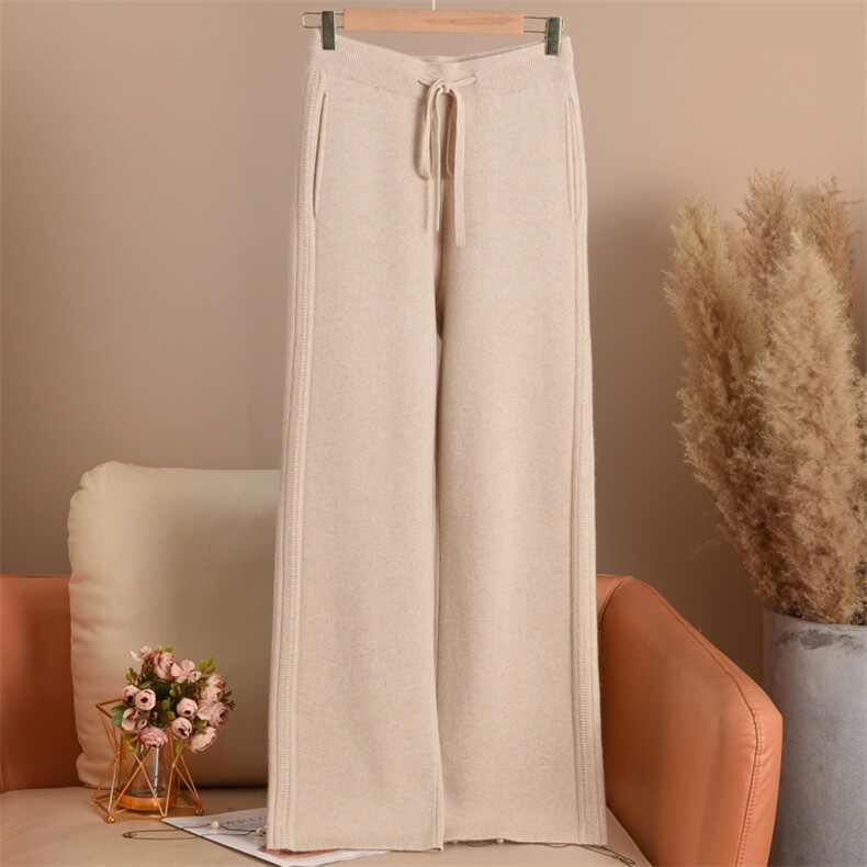 2025年秋季长裤百搭中腰直筒裤加厚系绳裤子时尚百搭，女装休闲裤，贵皇羊绒四店