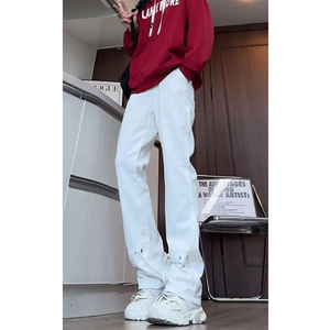 美式ins高街hiphop微喇铆钉牛仔裤货号K2435P50控68图片