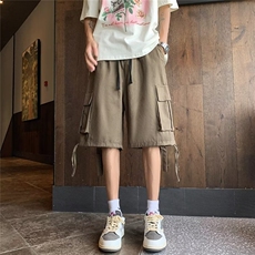 工装休闲短裤男港风潮流口袋个性2024夏季新款ins五分裤K5149-P35，男装休闲裤，星座412-3