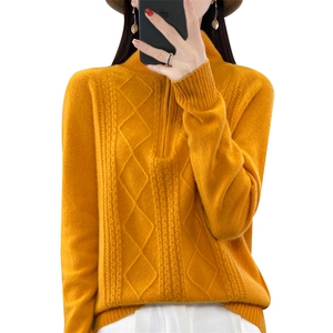 高领拉链毛衣女秋冬2026新款上衣大码春秋高级感超好看针织打底衫图片