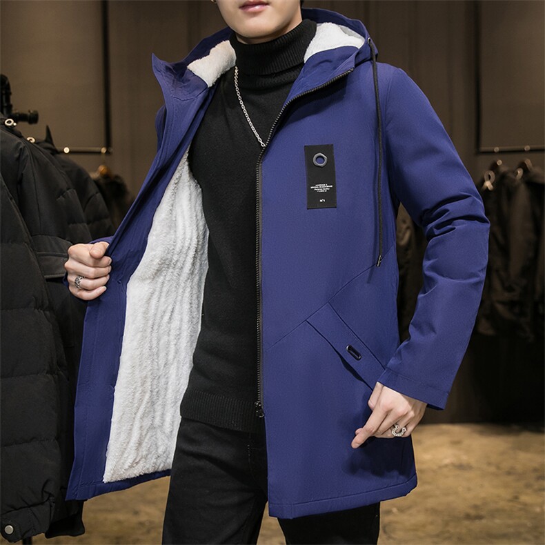 2023冬季加绒加厚保暖中长款风衣流行连帽夹克男JK8929加绒款-P45,男装棉衣,星座1402-1