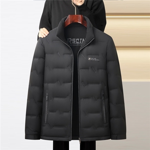 主推现货冬季立领50绒子白鸭绒双面穿羽绒服外套中年男羽绒服夹克图片