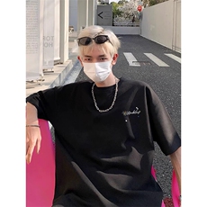 万针全刺绣工艺抖音得物高品质260克重磅纯棉双纱美式高街短袖T恤，男装T恤，电商A486-1