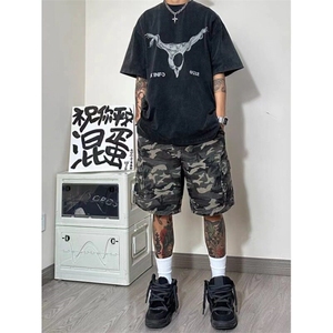 美式多口袋迷彩伐木耐磨工装短裤男休闲户外潮牌小个子5分裤子夏图片