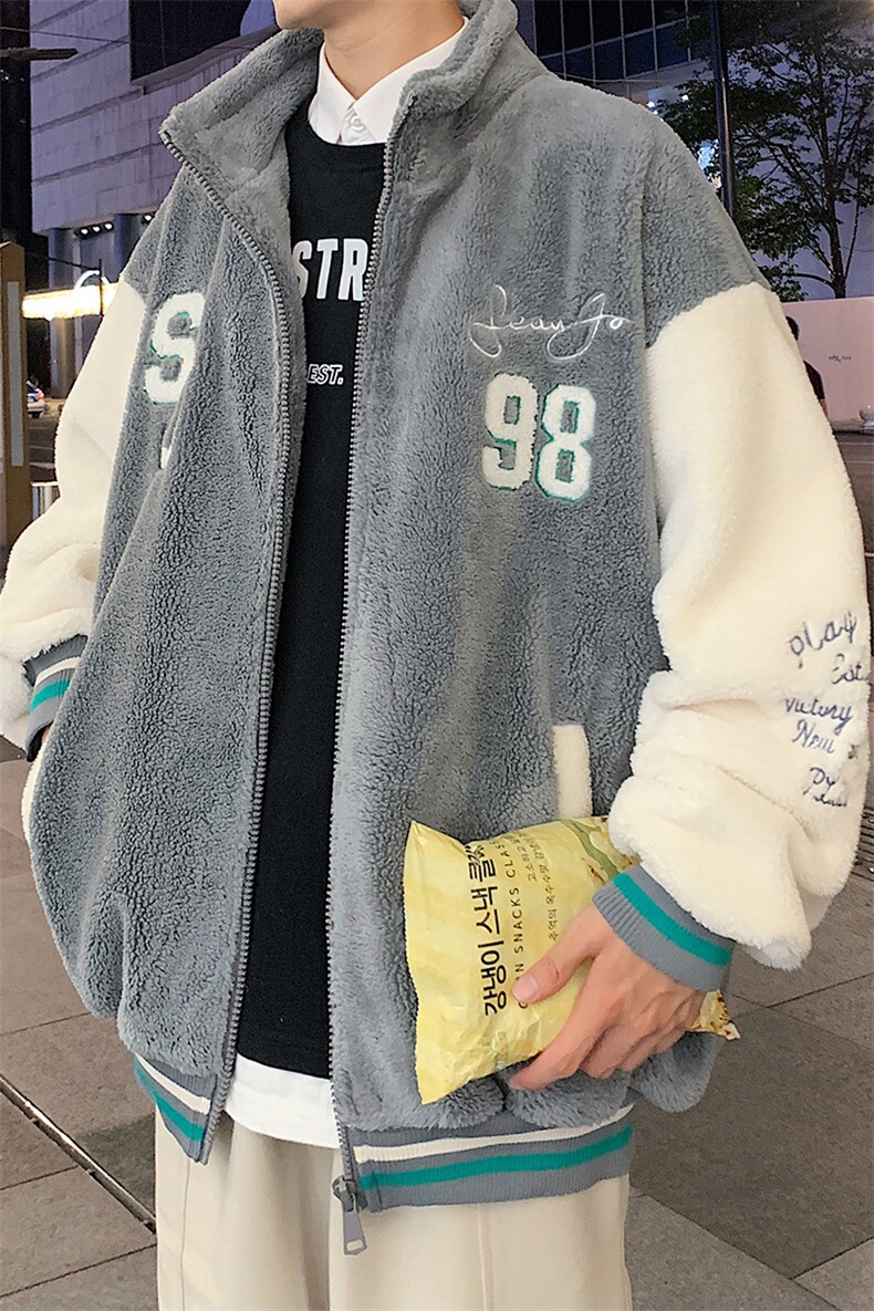 冬款加绒加厚绒里棉衣羊羔绒立领拼接外套2022男928-P110控价158,男装棉衣,电商A441-1