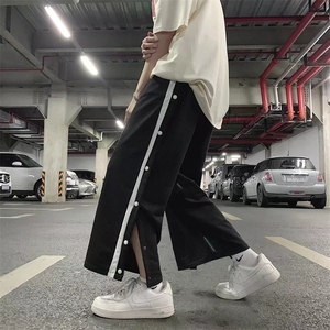 春夏运动休闲裤男直筒垂感ins潮牌港风排扣裤子KD43P30图片